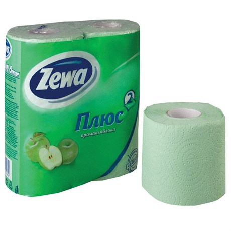 Т/бумага Zewa Plus 2-сл.4 рул. 23м/24шт зеленое яблоко - фото 120986
