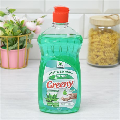 Средство для мытья посуды "Greeny" Light 500 мл. Алоэ вера Clean&Green CG8153 388309 - фото 121319