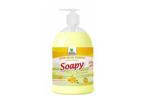 Крем-мыло жидкое "Soapy" 500 мл бисквит увлажняющее с дозатором, Clean&Green /6 - фото 121407