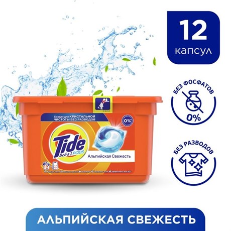 Тайд гель СМС жидк.в раств/капсулах 15*22,8г альпийская свежесть 237424 - фото 123951