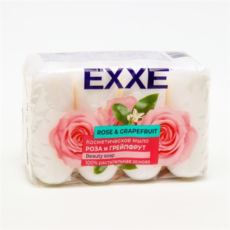 EXXE Косметическое мыло 4*70г (БЕЛОЕ) ЭКОПАК "Роза и грейпфрут" - фото 124967