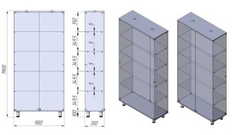 Витрина стеклянная ВБ№3Н-900-4 123134 - фото 39151