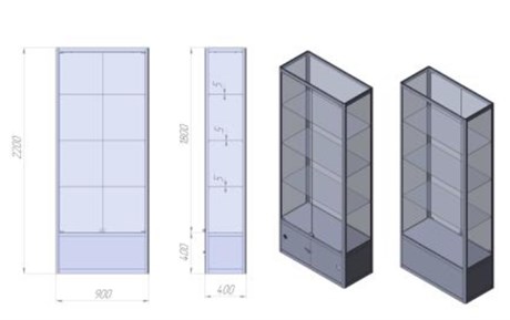 Витрина стеклянная ВА№1Д 117644 - фото 39169