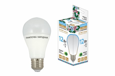 Лампа светодиодная 12 Вт НЛ-LED-A60-230 В-6500 К-Е27, (60х112 мм), Народная - фото 45965