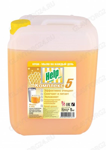 HELP жидкое мыло 5кг Молоко и Мёд /4 - фото 47801