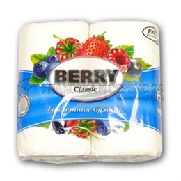 Т/бумага "BERRY" классик 2сл.4рул. на втул 20м/тисн.перфор белая/16 86463