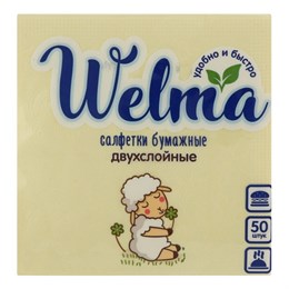 WELMA Салфетки бумажные двухслойные бирюза пастельных тонов 50л /32шт 0336700