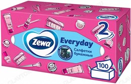 Zewa салфетки 100шт д/лица Everyday 2-слой белые в коробке /21 0401694