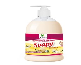 Крем-мыло жидкое "Soapy" 500 мл. ваниль со сливками увлажняющее с дозатором Clean&Green CG8111