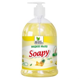 Жидкое мыло "Soapy" 500мл эконом "Ананас" с дозатором Clean&Green CG8241