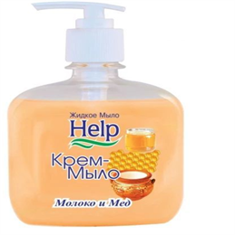 HELP жидкое крем-мыло дозатор Молоко и мед 300гр/12